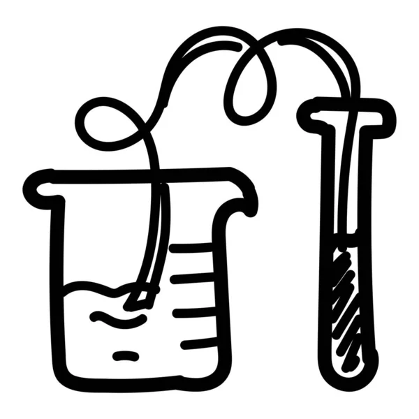 Hand Drawn Chemical Process Flasks Icon Doodle Style Isolated — Vetor de Stock