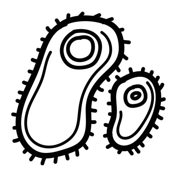 Hand Drawn Few Microbes Icon Doodle Style Isolated — 图库矢量图片