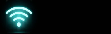 Wi-Fi kablosuz ağlar sembolü ile sanal gerçeklik ve boşluk kopyala.