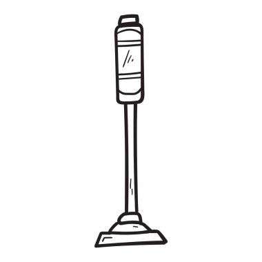 Karalama stilinde el çizimi kablosuz elektrik süpürgesi simgesi izole.