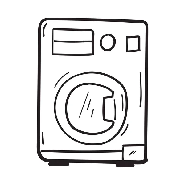 Icono Lavadora Dibujado Mano Estilo Doodle Aislado — Vector de stock