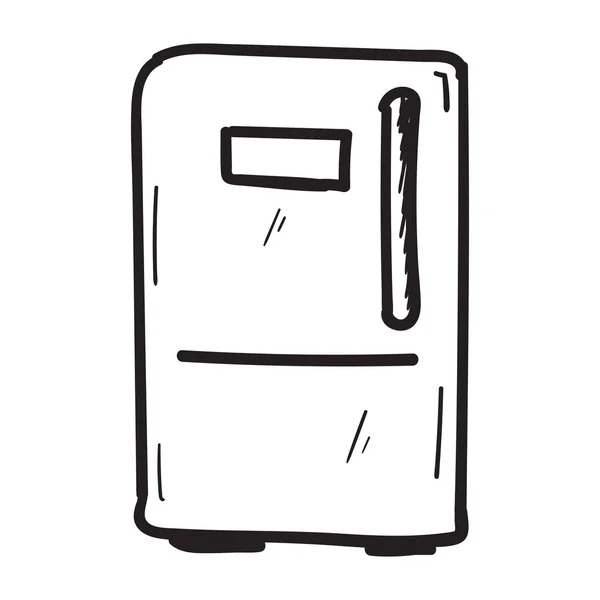 Icono Refrigerador Dibujado Mano Estilo Doodle Aislado — Vector de stock