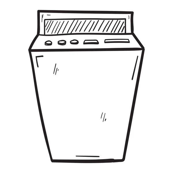 Icono Lavavajillas Dibujado Mano Estilo Doodle Aislado — Vector de stock