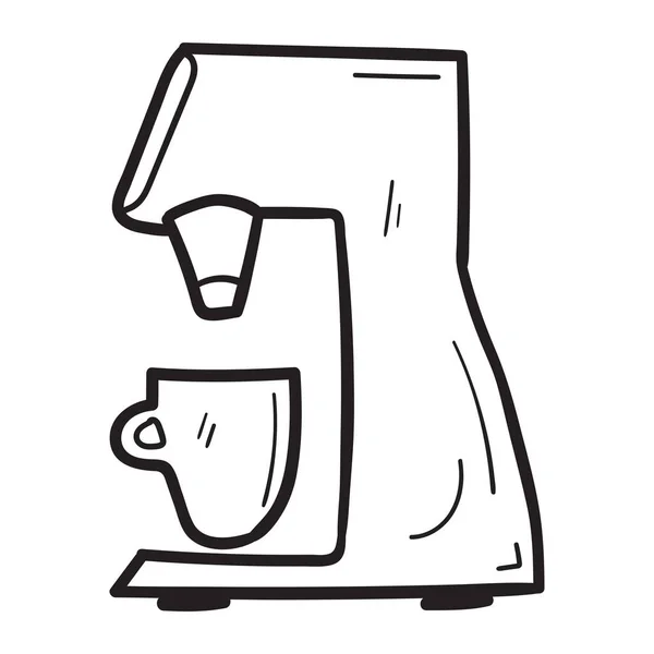 Χειροποίητο Εικονίδιο Μηχανής Καφέ Στυλ Doodle Απομονωμένο — Διανυσματικό Αρχείο