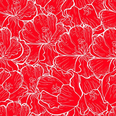 Güzel, pürüzsüz kırmızı laleler. Parlak arkaplan, kart, düğün davetiyesi, duvar kağıdı ve tekstil yapımında kullanılabilir.