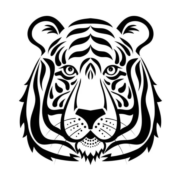 Голова Тигра Белом Фоне Абстрактная Татуировка Логотип Тигра Черно Белая — стоковый вектор