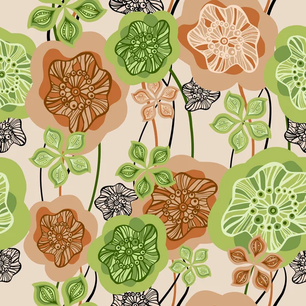 Illustration Vectorielle Modèle Sans Couture Fleurs Abstraites Fond Floral Dans — Image vectorielle