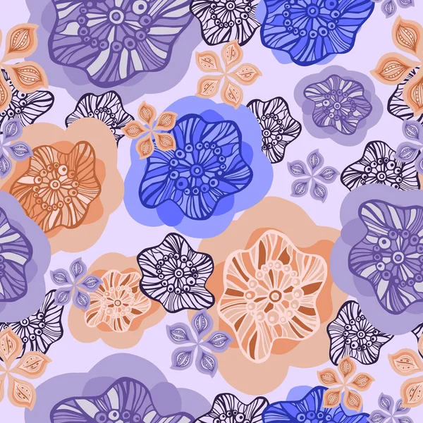 Vektorillustration Nahtloses Muster Abstrakter Blumen Floraler Hintergrund Modernem Stil Für — Stockvektor