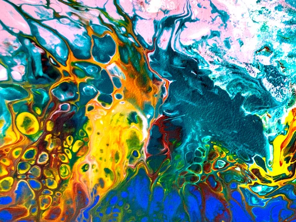 Contemporary art liquid paints. Abstract exclusive background handmade in fluid art technique. Acrylic painting. Unique wallpapers, textures for poster, banner, business cards, packaging, cover design.