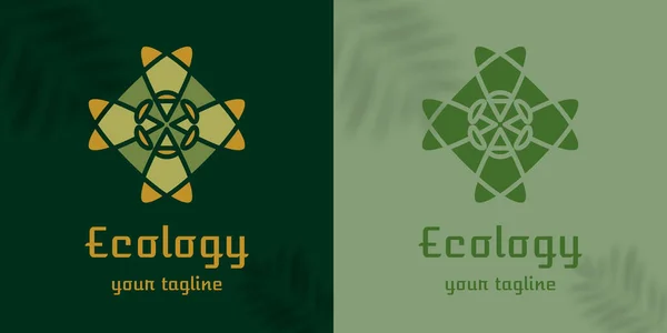 Logo Form Flower Petal Clover Natural Motives Mandala Eco Emblem — Stock Vector