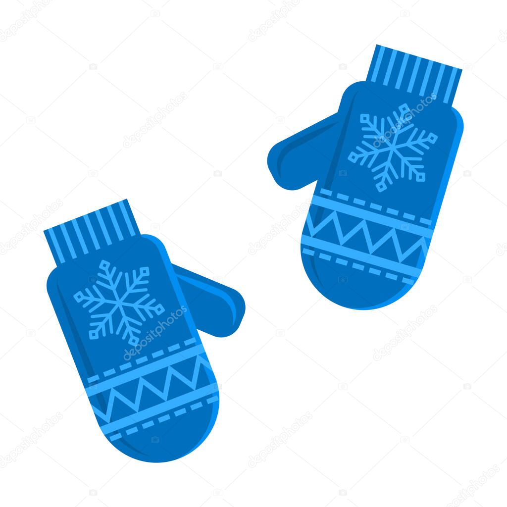 Vector illustration of cartoon mittens isolated on white background. Winter accessories.