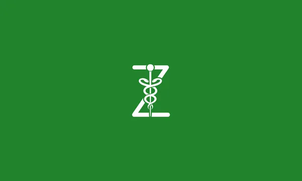 Carta Inicial Incorporada Com Caduceus Medical Logo Design — Vetor de Stock
