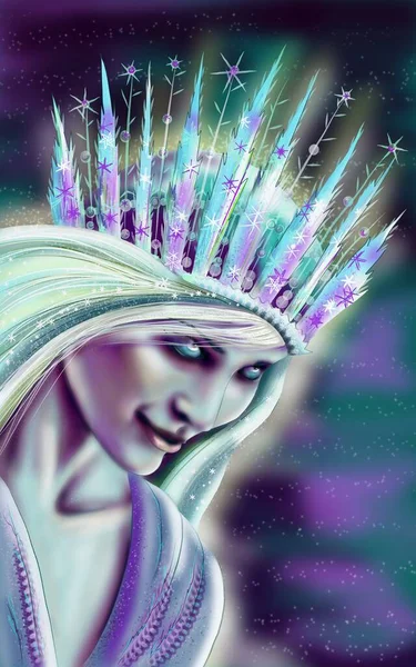 Lady Ice Snow Queen Icy Beauty Digital Painting — ストック写真