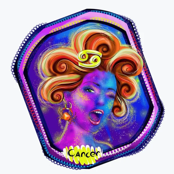 Zodiaque Horoscope Signe Cancer Astrologie Peinture Numérique — Photo