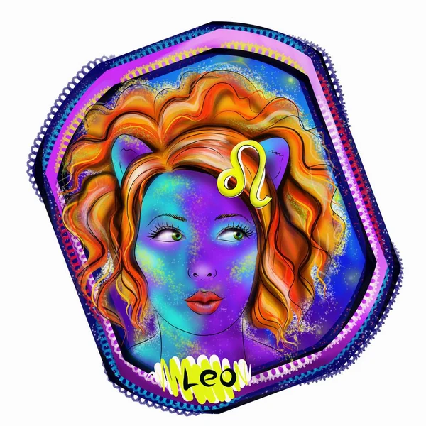 Zodiaku Horoskop Wskazuje Leo Astrologia Malarstwo Cyfrowe — Zdjęcie stockowe