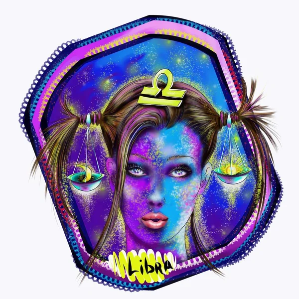 Zodiac Horoscope Sign Libra Astrology Digital Painting — Stock Photo, Image