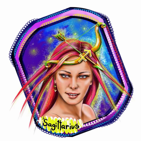 Zodiac Horoscope Sign Sagittarius Astrology Digital Painting — Stock Photo, Image