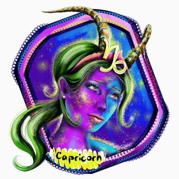 Zodiaco Oroscopo Segno Capricorno Astrologia Pittura Digitale — Foto Stock