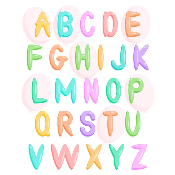 Alfabeto inglês infantil A-Z. Ilustração vetorial, um conjunto de letras brilhantes multicoloridas para inscrições. — Vetor de Stock