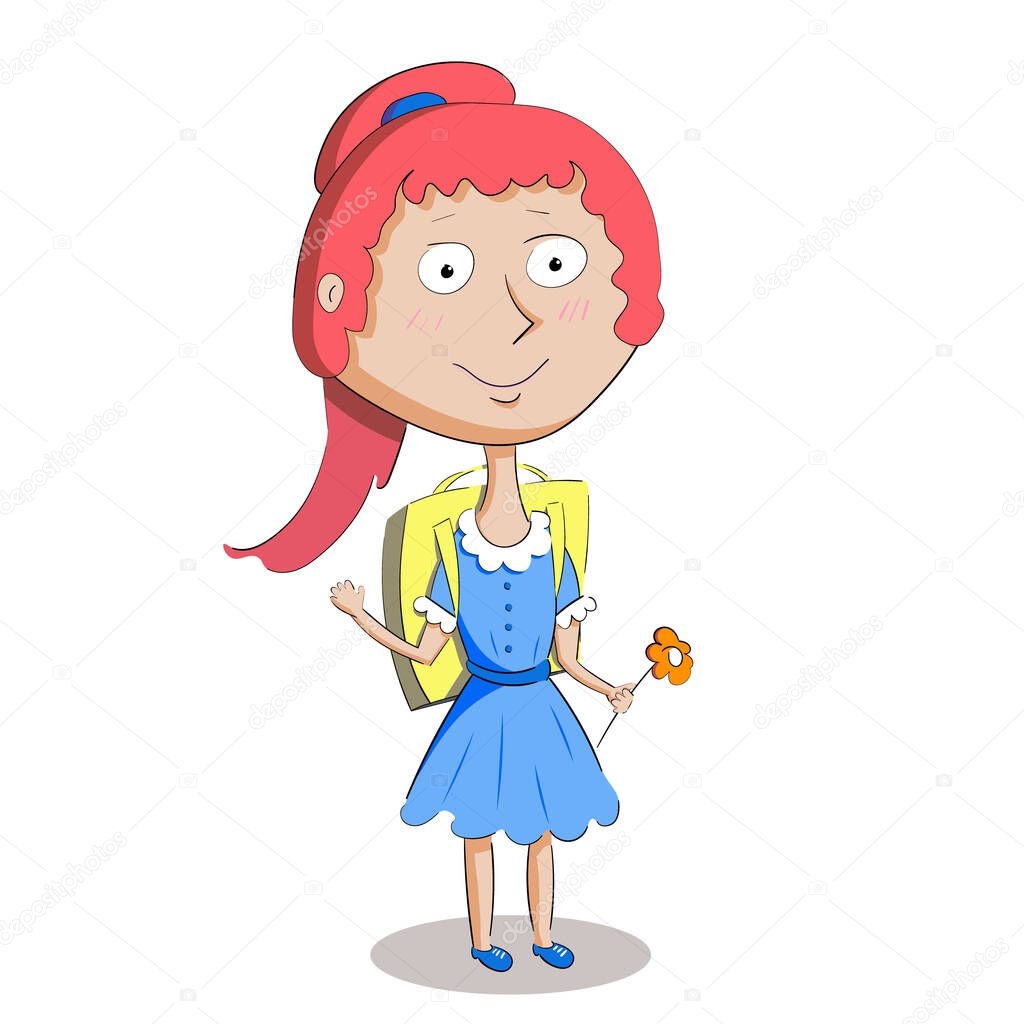 Beautiful little girl with a backpack.Vector design, childrens and school themes.