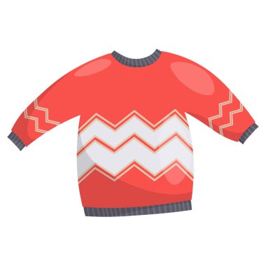 Çizgili yeni yıl süveteri, kışlık kalın giysiler. Vektör illüstrasyonu