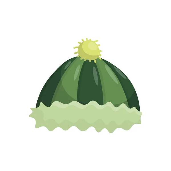 緑の縞模様の赤ちゃんの帽子 冬の暖かい服 ベクターイラスト — ストックベクタ
