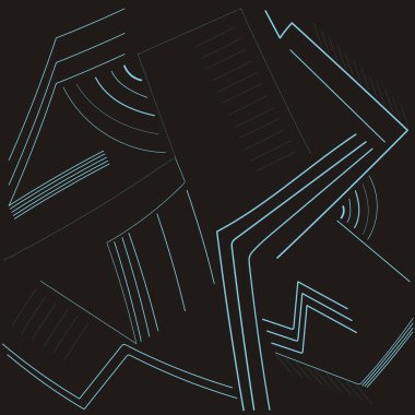 Soyut doğrusal geometrik resim, mavi ve siyah renk, arkaplan, kartpostallar için.