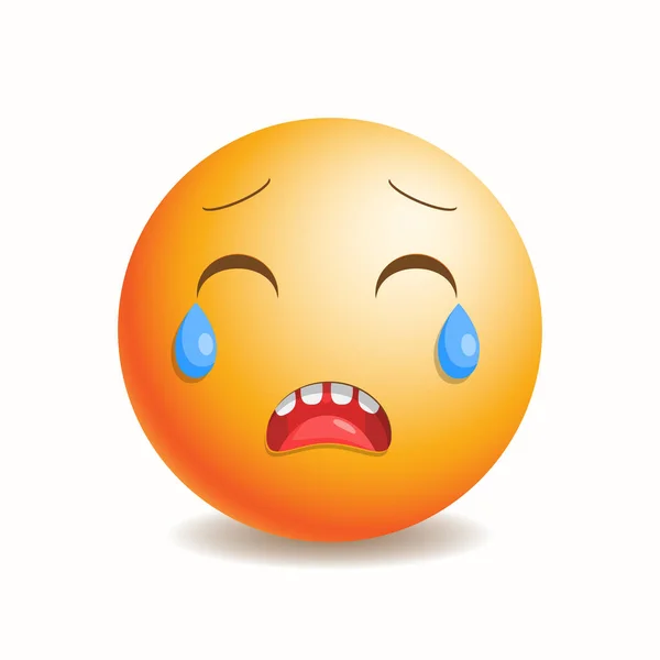 Emoji emoticono triste con los ojos cerrados y lágrimas. — Vector de stock