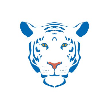 Yılın mavi çizgili kaplan sembollü yeni yıl ve yeni yıl 2022 minimalist illüstrasyon.