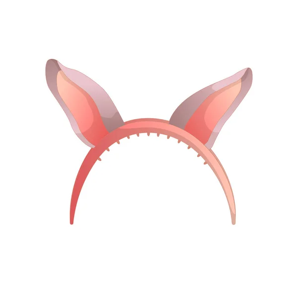 Festive childrens pink headband with gray rabbit ears — Stock vektor