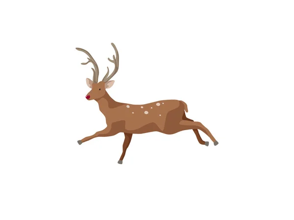 Illustration d'un cerf dans un saut pour votre design. Cerf tacheté brun isolé sur fond blanc. — Image vectorielle