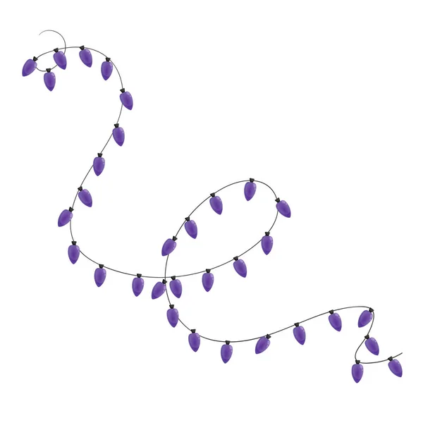 Christmas garland of violet color in the form of a drop. Festive decoration for backgrounds. — Stock Vector