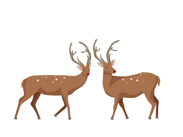 A set of two deer for your design. Deer spotted isolated on white background. — Stock Vector