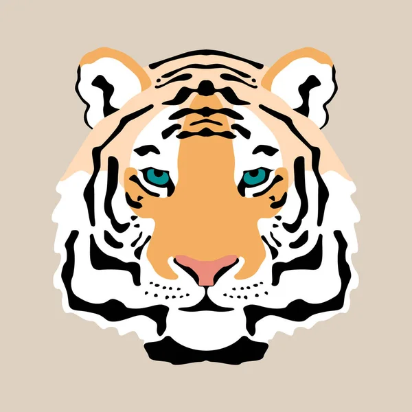 Vektor-Illustration eines Tigers in minimalistischem Stil, der Kopf eines Tigers ist ein Symbol für 2022. — Stockvektor