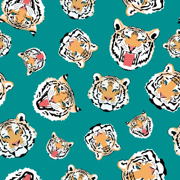 Patroon met tijgers, naadloze illustratie voor achtergronden, wallpapers en verpakkingen. Stockvector