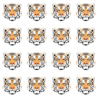 Tekrarlanan çizgili kaplan deseni, arka planlar, ambalajlar ve duvar kağıtları için kusursuz çizimler..