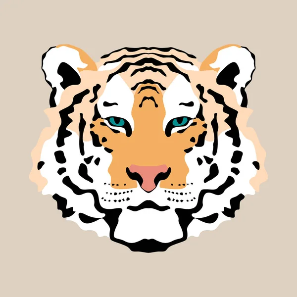 Vector illustratie van een minimalistische tijgerkop, tijgersymbool van 2022. — Stockvector