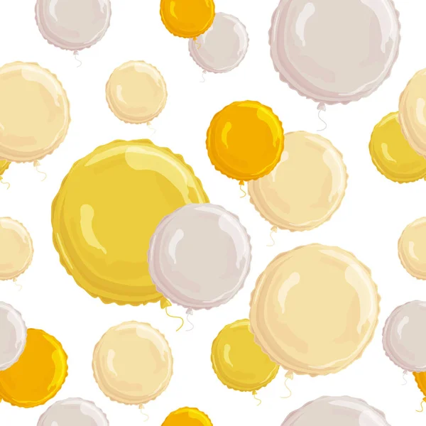 Muster aus goldenen Luftballons mit runden Folien. für Verpackungen, Hintergründe und Tapeten. — Stockvektor