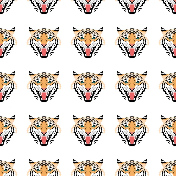 Yırtıcı kaplan deseni tekrarlanıyor, arka planlar, ambalajlar ve duvar kağıtları için kusursuz çizimler..