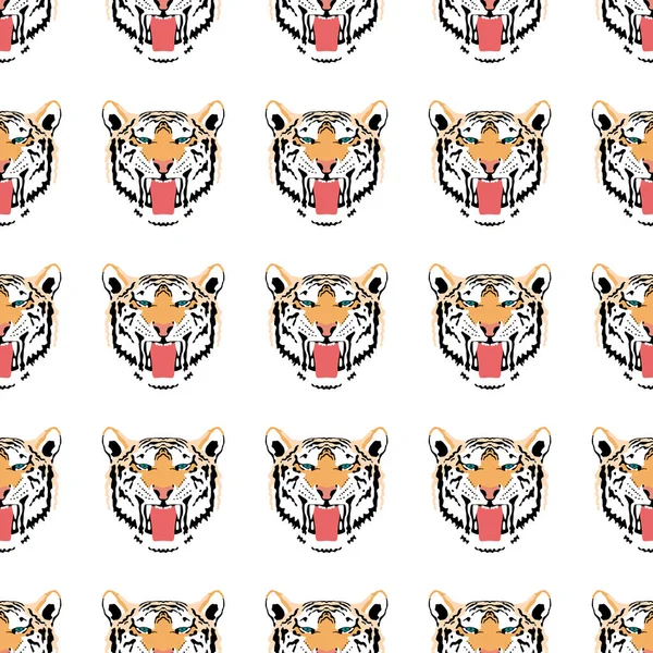 Tekrarlayan kaplan deseni, arka planlar, ambalajlar ve duvar kağıtları için kusursuz illüstrasyon.