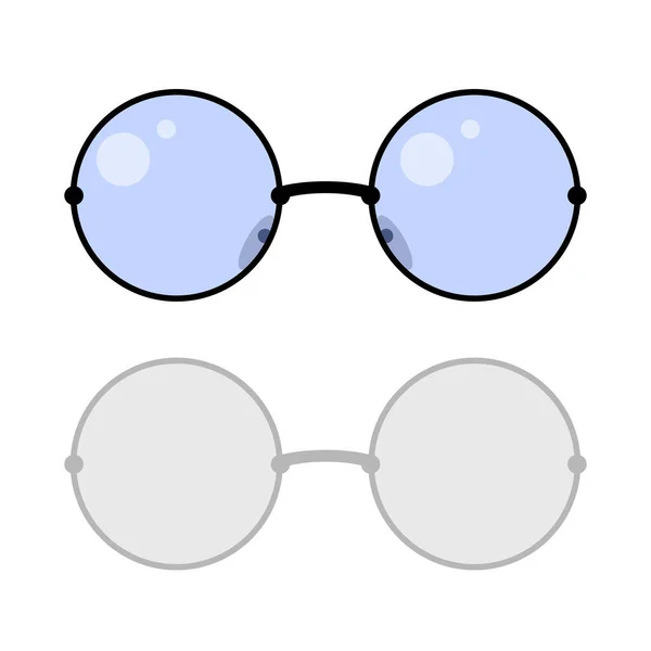 带黑色框架的眼镜形状圆形和带阴影的白色背景上的蓝色玻璃的矢量图解 矢量说明 — 图库矢量图片