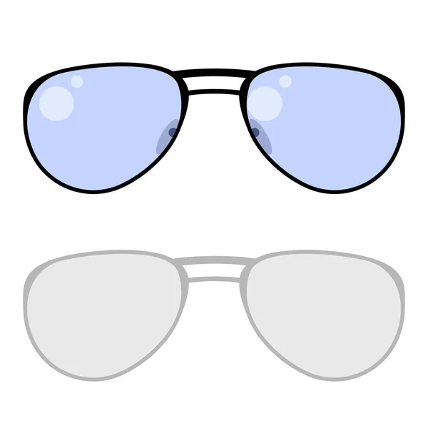 Ilustração Vetorial Óculos Com Molduras Pretas Vidro Azul Sobre Fundo — Vetor de Stock