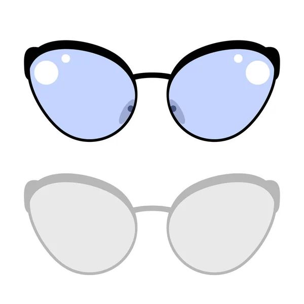 Ilustración Vectorial Gafas Forma Gota Con Marco Negro Vidrio Azul — Vector de stock