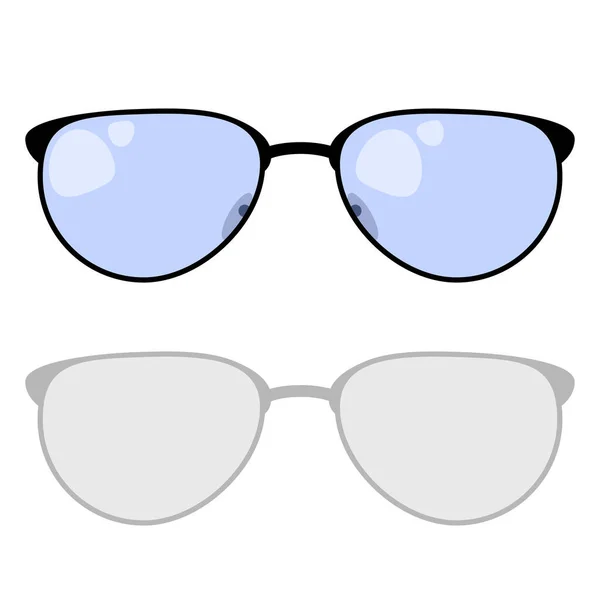 Ilustración Vectorial Gafas Elegantes Con Montura Negra Cristal Azul Con — Archivo Imágenes Vectoriales