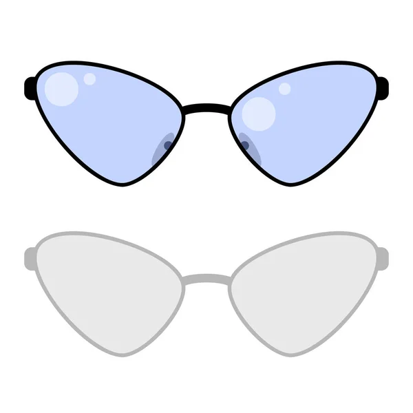 Ilustración Vectorial Gafas Redondas Con Montura Negra Cristal Azul Sobre — Archivo Imágenes Vectoriales