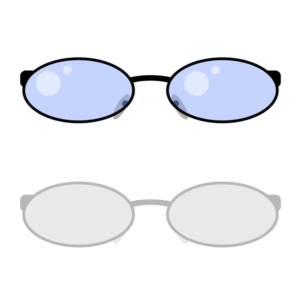 Vector Illustration Oval Shape Glasses Black Frame Blue Glass White — Stock Vector
