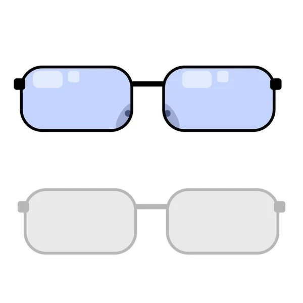 Vector Illustration Rounded Rectangle Glasses Black Frame Blue Glass White — 스톡 벡터