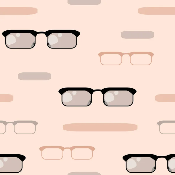 Rectangular Glasses Black Pink Tinted Glass Frame Pink Background Seamless — Stock Vector