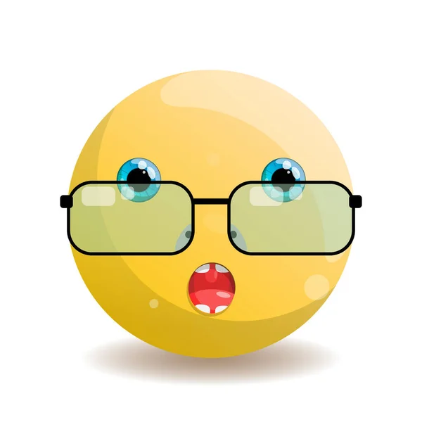 Emoji Smiley Blue Eyes Rectangular Glasses Black Frame Green Glass — Vettoriale Stock