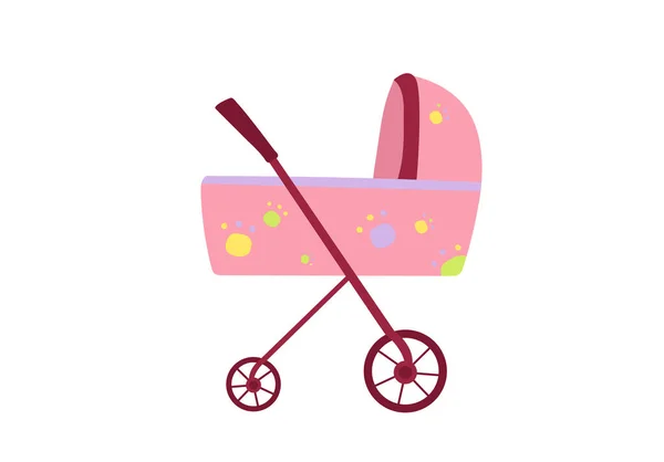 Vector Baby Stroller Babies Flat Style — Stock Vector